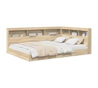 vidaXL Bookcase Bed Sonoma oak 140 x 200 cm Engineered wood, Bedroom Storage Solutions, Rectangular Modern Bed with Bookcase, Engineered Wood, Space-Saving, Stylish, Functional Design