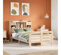 Bookcase Bed without Mattress Bed Frame Home Bed Base Solid Wood Pine vidaXL