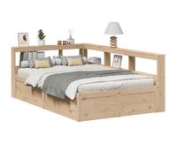 vidaXL Bookcase Bed without Mattress 135x190cm Solid Wood Pine