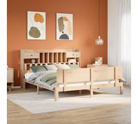 vidaXL Bookcase Bed without Mattress 180x200 cm Super King Solid Wood Pine