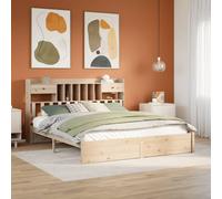 Bookcase Bed without Mattress Bed Frame Home Bed Base Solid Wood Pine vidaXL