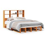 vidaXL Bookcase Bed without Mattress Bed Base Wax Brown 140x190 cm Solid Wood