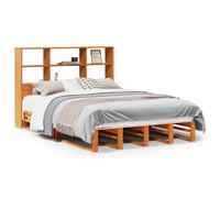 vidaXL Bookcase Bed without Mattress Bed Base Wax Brown 160x200 cm Solid Wood