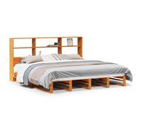 vidaXL Bookcase Bed without Mattress Bed Base Wax Brown Super King Solid Wood