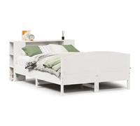 vidaXL Bookcase Bed without Mattress Bed Base White 135x190cm Solid Wood Pine