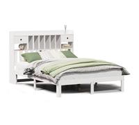 vidaXL Bookcase Bed without Mattress Bed Base White 135x190cm Solid Wood Pine