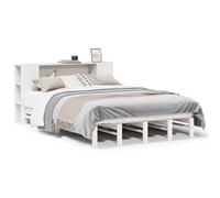 vidaXL Bookcase Bed without Mattress Bed Base White 140x190 cm Solid Wood