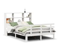 vidaXL Bookcase Bed without Mattress Bed Base White 140x190cm Solid Wood Pine