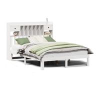 vidaXL Bookcase Bed - Bed Base without Mattress - Solid Pine Wood 140x190cm White
