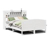 vidaXL Bookcase Bed without Mattress Bed Base White 160x200cm Solid Wood Pine