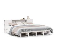 vidaXL Bookcase Bed without Mattress Bed Base White 200x200 cm Solid Wood