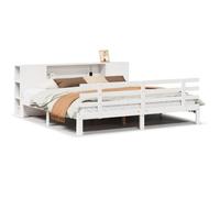 vidaXL Bookcase Bed without Mattress Bed Base White 200x200cm Solid Wood Pine