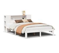 vidaXL Bookcase Bed without Mattress Bed Base White King Size Solid Wood Pine
