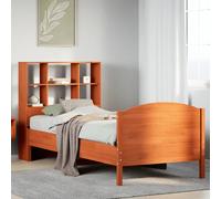 vidaXL Bookcase Bed without Mattress Bed Wax Brown 100x200cm Solid Wood Pine