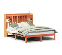 vidaXL Bookcase Bed without Mattress Bed Wax Brown 135x190cm Solid Wood Pine