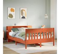 vidaXL Bookcase Bed without Mattress Wax Brown 140x190cm Solid Wood Pine