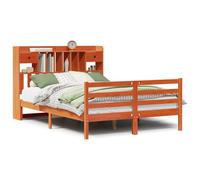 vidaXL Bookcase Bed without Mattress Bed Wax Brown 140x190cm Solid Wood Pine