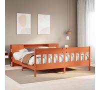 vidaXL Bookcase Bed without Mattress Bed Wax Brown 200x200cm Solid Wood Pine