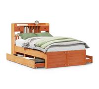 vidaXL Bookcase Bed without Mattress Bed Wax Brown Double Solid Wood Pine