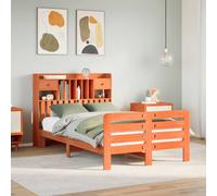 vidaXL Bookcase Bed without Mattress Bed Wax Brown Double Solid Wood Pine