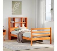 vidaXL Bookcase Bed without Mattress Wax Brown 75x190 cm Small Single Solid Wood