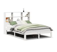 vidaXL Bookcase Bed without Mattress Bed White Small Double Solid Wood Pine