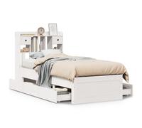 vidaXL Bookcase Bed without Mattress Bed White Small Single Solid Wood Pine