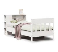 vidaXL Bookcase Bed without Mattress Bed White Small Single Solid Wood Pine