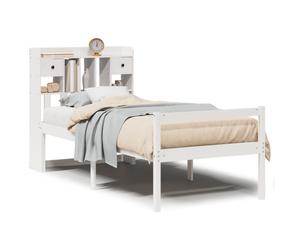 vidaXL Bookcase Bed without Mattress Bed White Small Single Solid Wood Pine