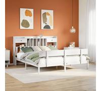 vidaXL Bookcase Bed without Mattress Bed White Super King Solid Wood Pine