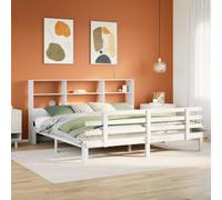 vidaXL Bookcase Bed Without Mattress White 180X200 cm Super King Solid Wood Pine, White