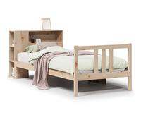 Bookcase Bed Solid Pinewood Natural 75 x 190 cm Small Single Frame with Bookcase