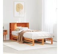 Bookcase Bed without Mattress Base Wax Brown 100x200 cm Solid Wood vidaXL