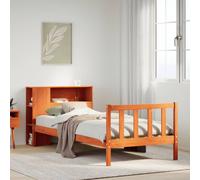vidaXL Bookcase Bed without Mattress Wax Brown 100x200 cm Solid Wood Pine
