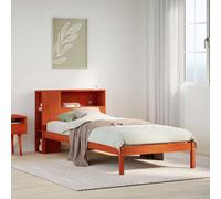 Bookcase Bed without Mattress Wax Brown 100x200 cm Solid Wood Pine vidaXL