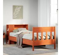 vidaXL Bookcase Bed without Mattress Wax Brown 100x200cm Solid Wood Pine