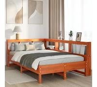 vidaXL Bookcase Bed without Mattress Wax Brown 120x190 cm Solid Wood Pine