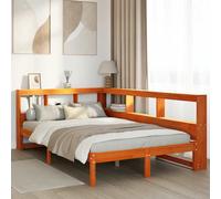 vidaXL Bookcase Bed without Mattress Wax Brown 120x200 cm Solid Wood Pine bed