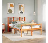 vidaXL Bookcase Bed without Mattress Wax Brown 135x190 cm Double Solid Wood