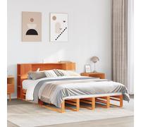 vidaXL Bookcase Bed without Mattress Wax Brown 135x190 cm Double Solid Wood
