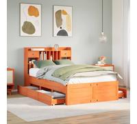 vidaXL Bookcase Bed without Mattress Bed Wax Brown Double Solid Wood Pine