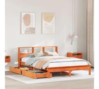 vidaXL Bookcase Bed without Mattress Wax Brown 140x190 cm Solid Wood Pine