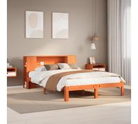 vidaXL Bookcase Bed without Mattress Wax Brown 140x190cm Solid Wood Pine