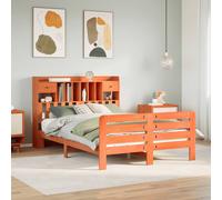 vidaXL Bookcase Bed without Mattress Wax Brown 140x200 cm Solid Wood Pine