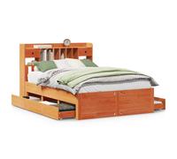 vidaXL Bookcase Bed without Mattress Wax Brown 140x200 cm Solid Wood Pine