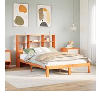 Bookcase Bed without Mattress Wax Brown 140x200cm Solid Wood Pine vidaXL