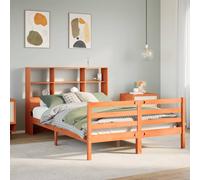 vidaXL Bookcase Bed without Mattress Wax Brown 150x200 cm King Size Solid Wood