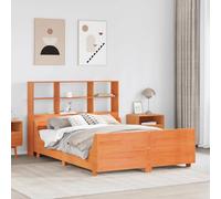 vidaXL Bookcase Bed without Mattress Wax Brown 150x200 cm King Size Solid Wood