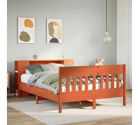 vidaXL Bookcase Bed without Mattress Bed Wax Brown King Size Solid Wood Pine