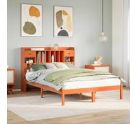 vidaXL Bookcase Bed without Mattress Wax Brown 150x200 cm King Solid Wood Pine